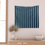 Classic Indigo Blue Cove Stripe Wall Tapestry Gallery Image 2