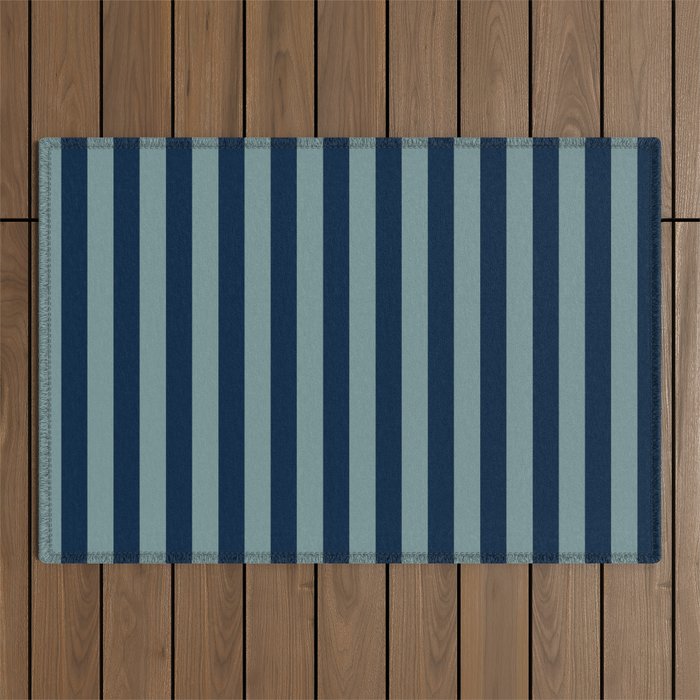 Classic Indigo Blue Cove Stripe Outdoor Rug Gallery Image 1