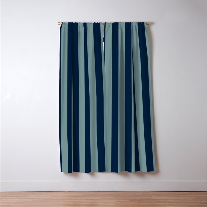Classic Indigo Blue Cove Stripe Window Curtain Gallery Image 3