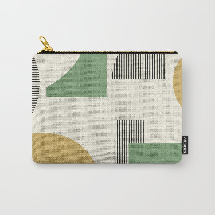 Abstract Lines Composition - Green Yellow Carry All Pouch Gallery Image 1