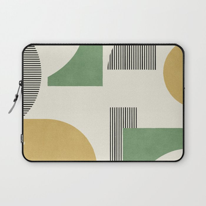Abstract Lines Composition - Green Yellow Laptop Sleeve Gallery Image 1