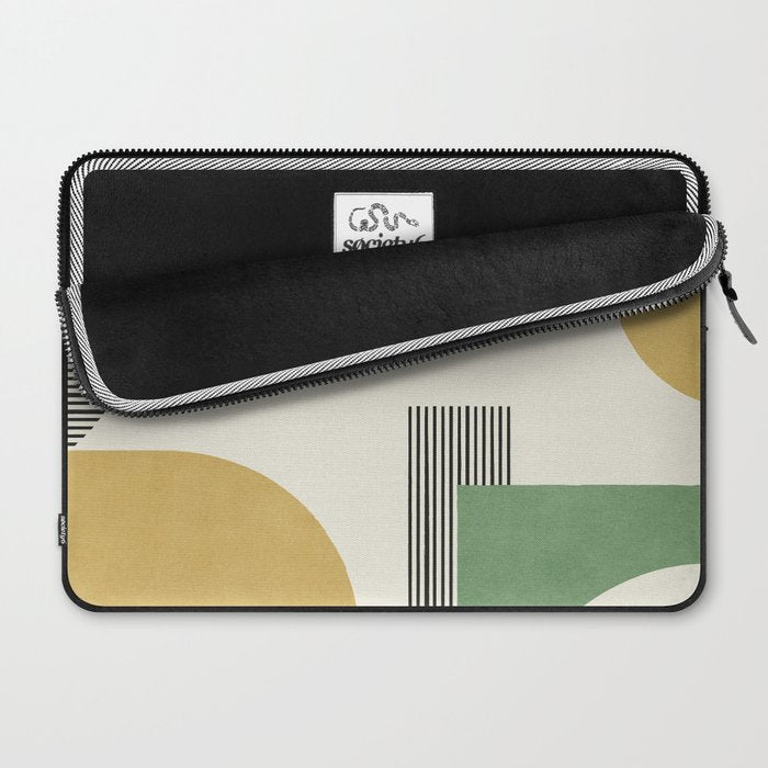 Abstract Lines Composition - Green Yellow Laptop Sleeve Gallery Image 2