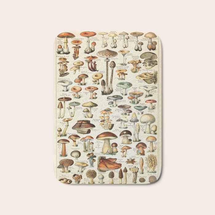 Vintage Mushroom & Fungi Chart by Adolphe Millot Bath Mat Gallery Image 1