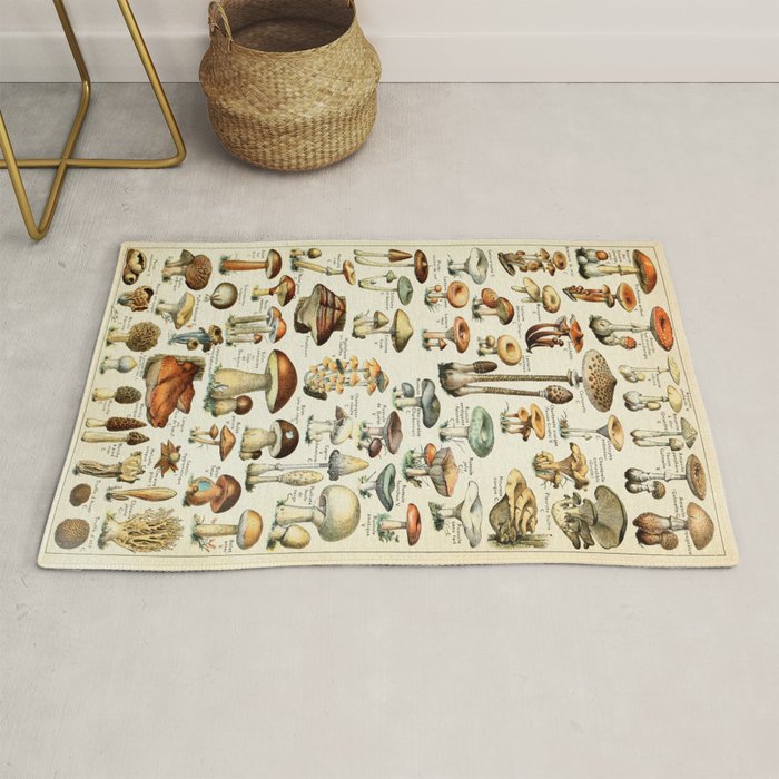 Vintage Mushroom & Fungi Chart by Adolphe Millot Rug Gallery Image 1