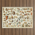Vintage Mushroom & Fungi Chart by Adolphe Millot Outdoor Rug Gallery Image 1