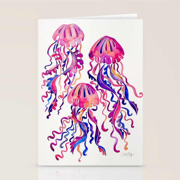 Jellyfish - Magenta Palette Stationery Card Gallery Image 2
