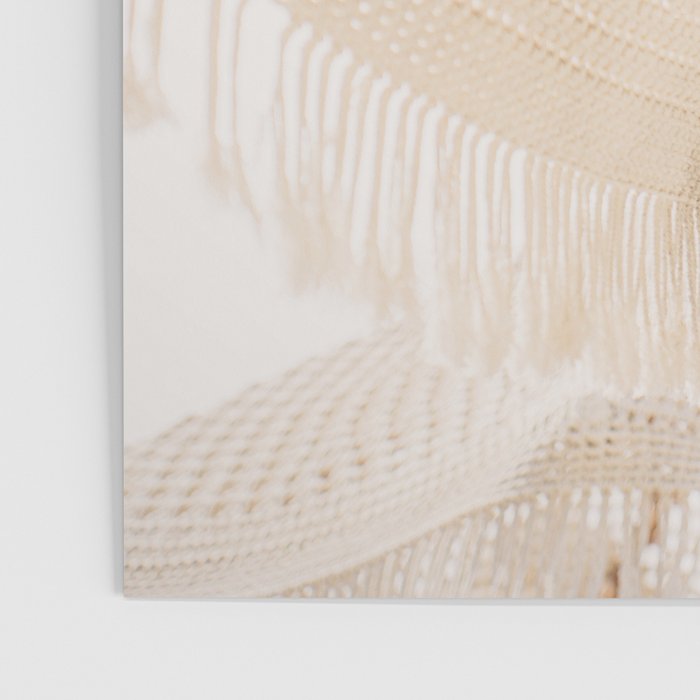 Boho crochet beach umbrella close-up, neutral minimalist summer photo Poster Gallery Image 3