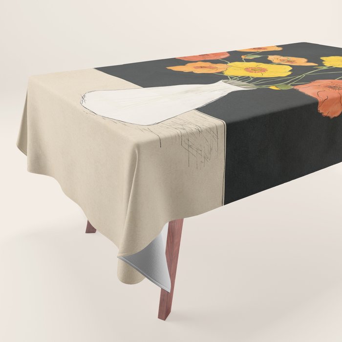 Field Wildflowers Black Tablecloth Gallery Image 1