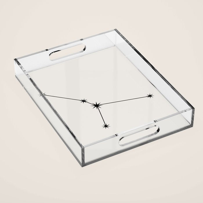 Cancer Zodiac Star Constellation Line Art White Acrylic Tray Gallery Image 1