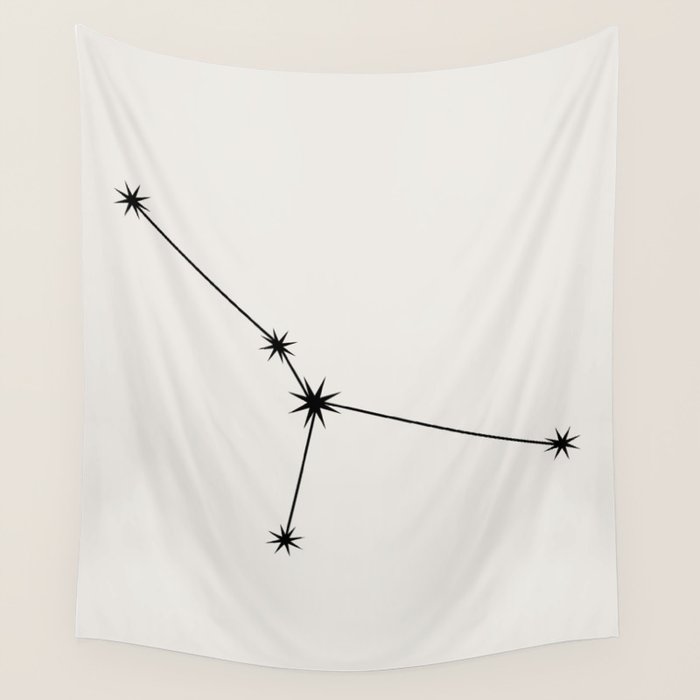 Cancer Zodiac Star Constellation Line Art White Wall Tapestry Gallery Image 4