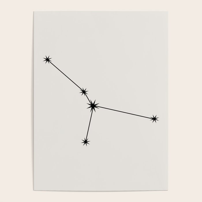 Cancer Zodiac Star Constellation Line Art White Poster Gallery Image 4