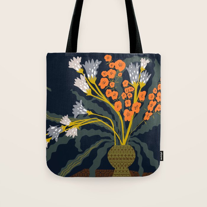 Matisse Flower Vase modern Illustration dark Tote Bag Gallery Image 1