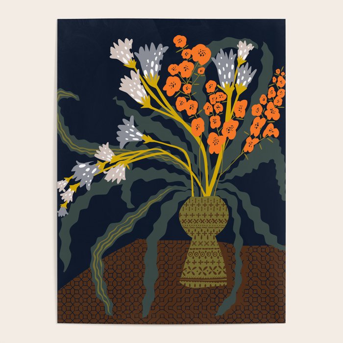 Matisse Flower Vase modern Illustration dark Poster Gallery Image 4