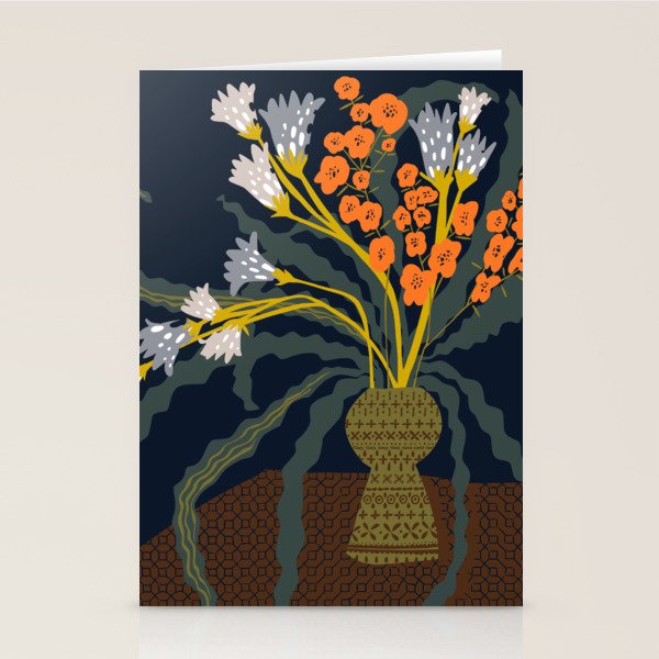 Matisse Flower Vase modern Illustration dark Stationery Card Gallery Image 1