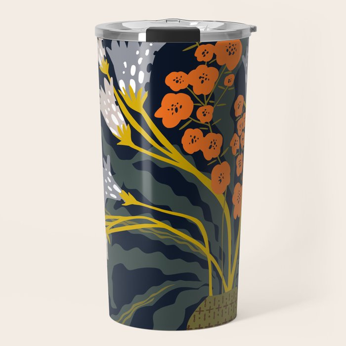 Matisse Flower Vase modern Illustration dark Travel Mug