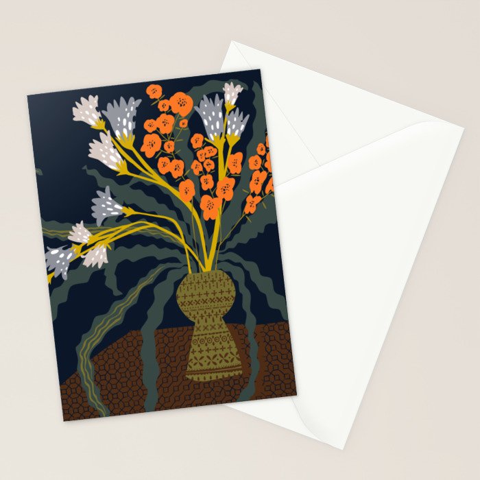 Matisse Flower Vase modern Illustration dark Stationery Card Gallery Image 2