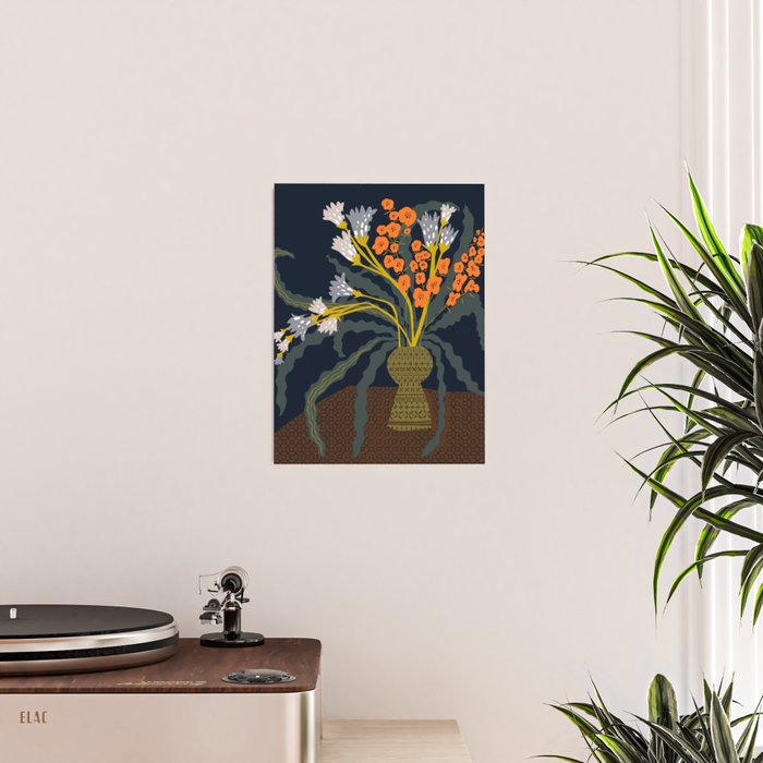 Matisse Flower Vase modern Illustration dark Poster Gallery Image 2