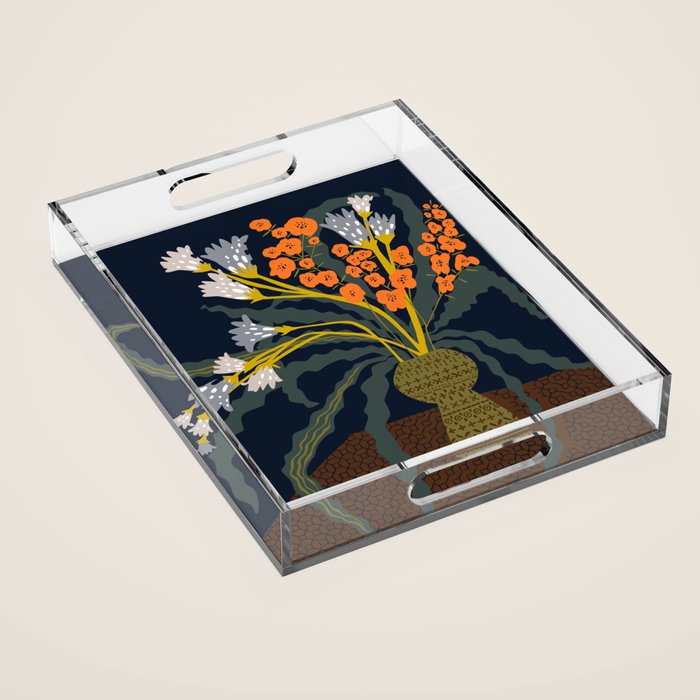 Matisse Flower Vase modern Illustration dark Acrylic Tray Gallery Image 1