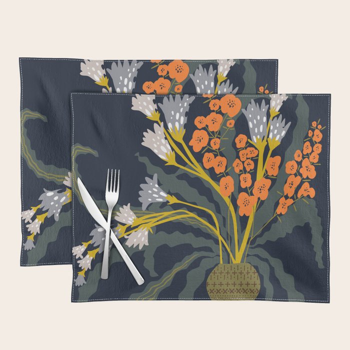 Matisse Flower Vase modern Illustration dark Placemat