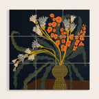 Matisse Flower Vase modern Illustration dark Wood Wall Art Gallery Image 1