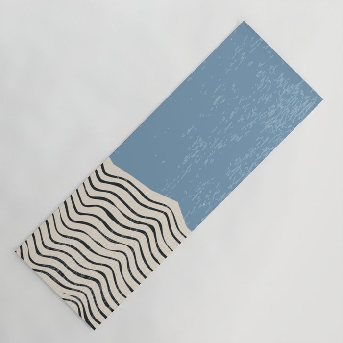 Mid Century Modern Minimalist Blue Waves Rothko Inspired Color Field With Lines Geometric Style  Yoga Mat Gallery Image 1
