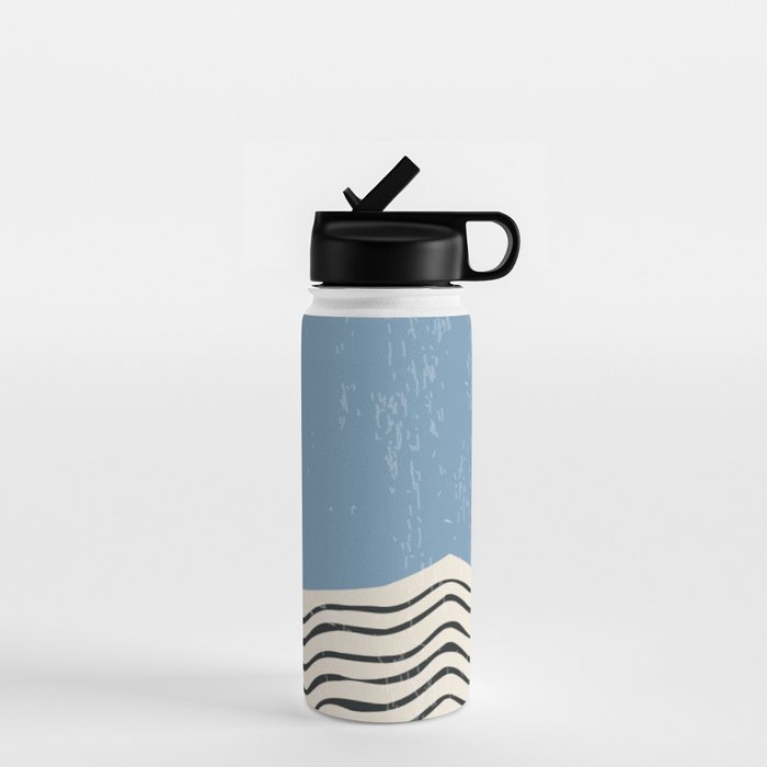 Mid Century Modern Minimalist Blue Waves Rothko Inspired Color Field With Lines Geometric Style  Water Bottle Gallery Image 1