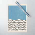 Mid Century Modern Minimalist Blue Waves Rothko Inspired Color Field With Lines Geometric Style  Wrapping Paper Gallery Image 1