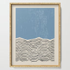 Mid Century Modern Minimalist Blue Waves Rothko Inspired Color Field With Lines Geometric Style  Serving Tray Gallery Image 1