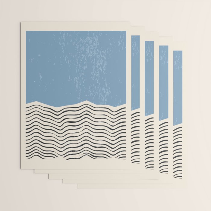Mid Century Modern Minimalist Blue Waves Rothko Inspired Color Field With Lines Geometric Style  Wrapping Paper Gallery Image 3