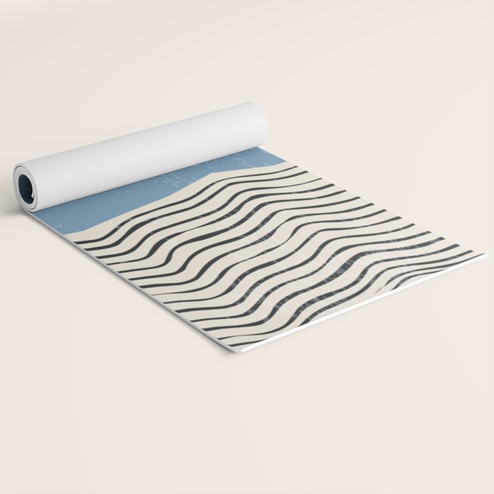 Mid Century Modern Minimalist Blue Waves Rothko Inspired Color Field With Lines Geometric Style  Yoga Mat Gallery Image 2