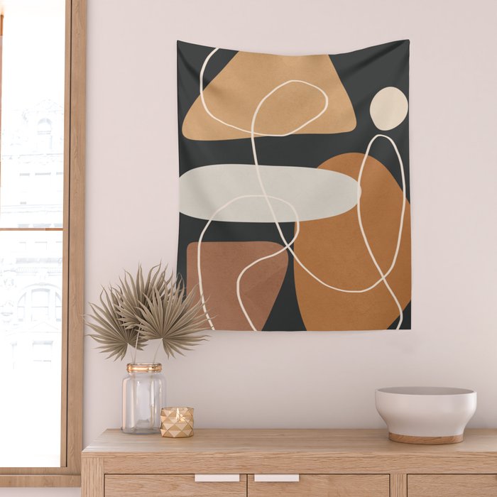 Minimal Colorful Abstract Shapes 1 Wall Tapestry Gallery Image 2