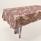 William Morris Vintage Strawberry Thief Red Pattern Tablecloth Gallery Image 1