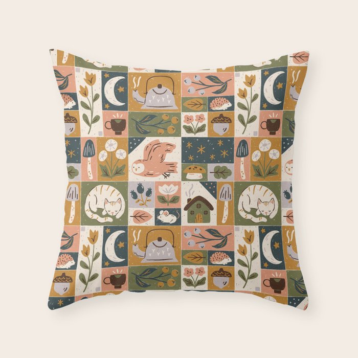 Repose - Cozy Patchwork Throw Pillow Gallery Image 1