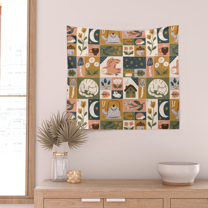 Repose - Cozy Patchwork Wall Tapestry Gallery Image 2