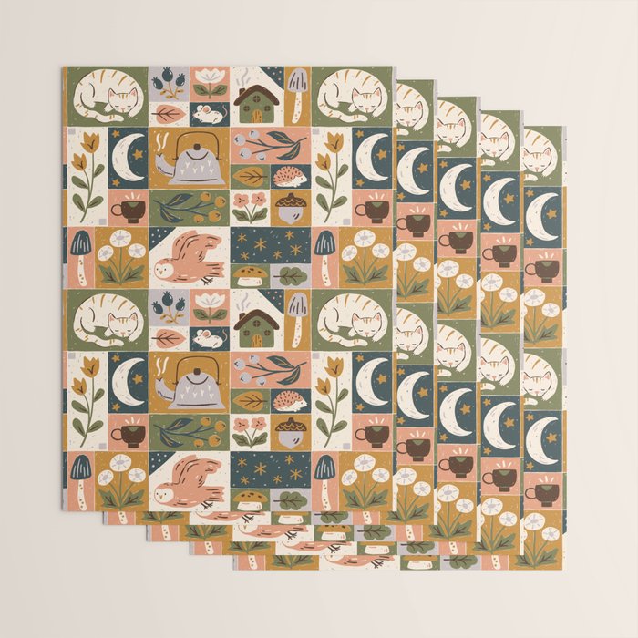 Repose - Cozy Patchwork Wrapping Paper Gallery Image 3