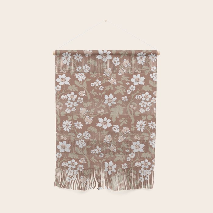 Floral Mocha Mousse Pattern Wall Hanging Gallery Image 1