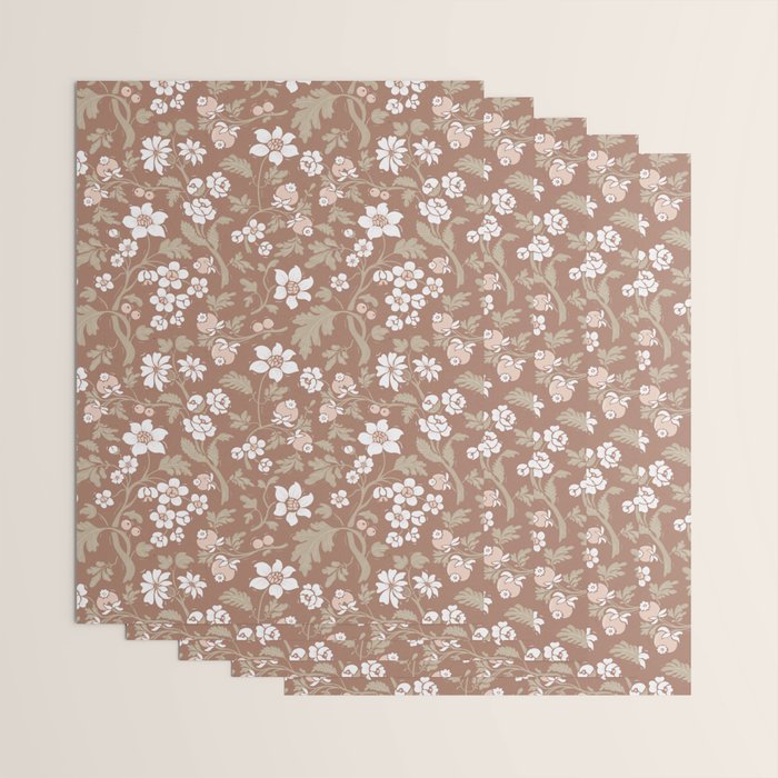 Floral Mocha Mousse Pattern Wrapping Paper Gallery Image 3