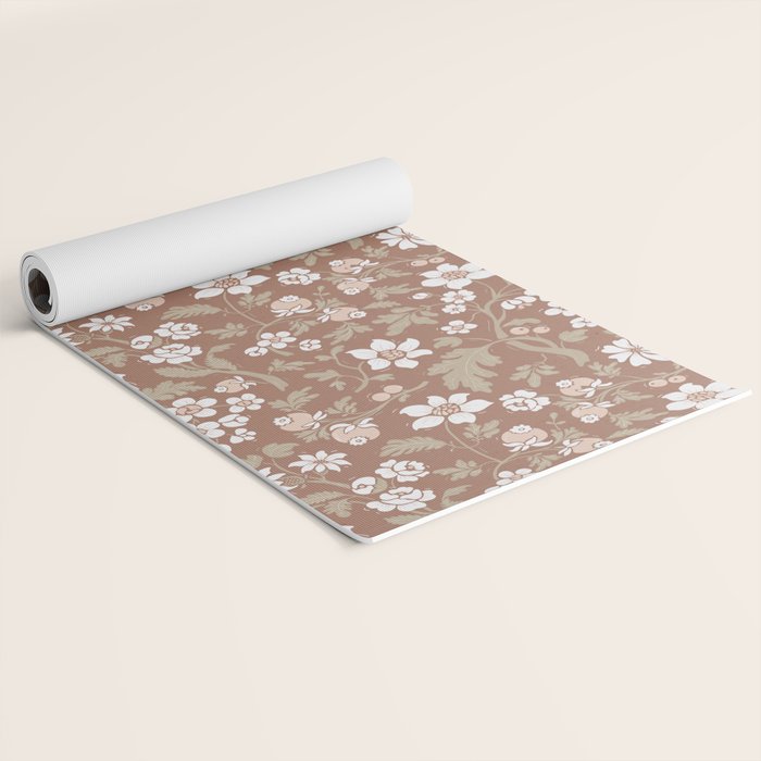 Floral Mocha Mousse Pattern Yoga Mat Gallery Image 2