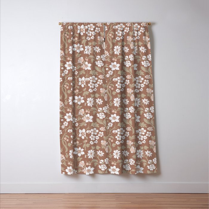 Floral Mocha Mousse Pattern Window Curtain Gallery Image 3