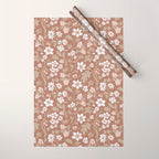 Floral Mocha Mousse Pattern Wrapping Paper Gallery Image 1