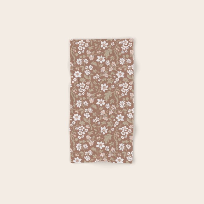Floral Mocha Mousse Pattern Bath Towel Gallery Image 1