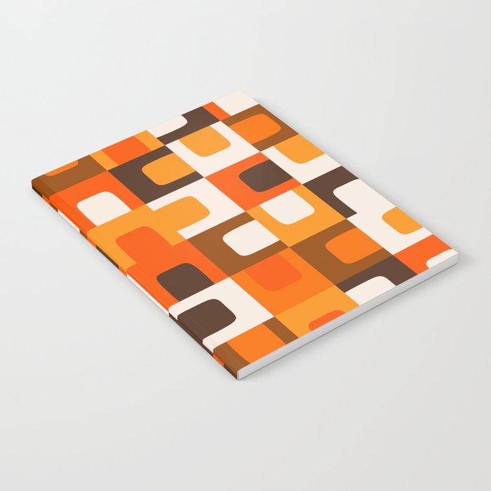 Mid Century Modern Concordance Retro Geometric Pattern in 70s Brown and Orange 2 Notebook Gallery Image 1