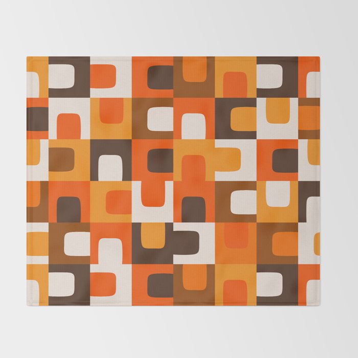 Mid Century Modern Concordance Retro Geometric Pattern in 70s Brown and Orange 2 Throw Blanket Gallery Image 2