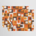 Mid Century Modern Concordance Retro Geometric Pattern in 70s Brown and Orange 2 Placemat Gallery Image 1