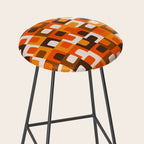 Mid Century Modern Concordance Retro Geometric Pattern in 70s Brown and Orange 2 Stool Gallery Image 2