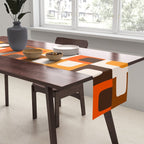 Mid Century Modern Concordance Retro Geometric Pattern in 70s Brown and Orange 2 Table Runner Gallery Image 2