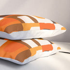 Mid Century Modern Concordance Retro Geometric Pattern in 70s Brown and Orange 2 Pillow Sham Gallery Image 3
