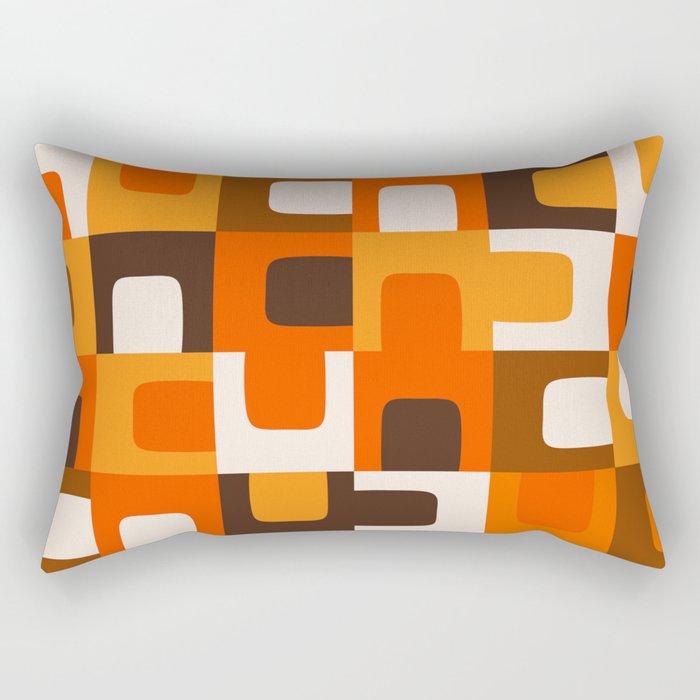 Mid Century Modern Concordance Retro Geometric Pattern in 70s Brown and Orange 2 Rectangular Pillow Gallery Image 2