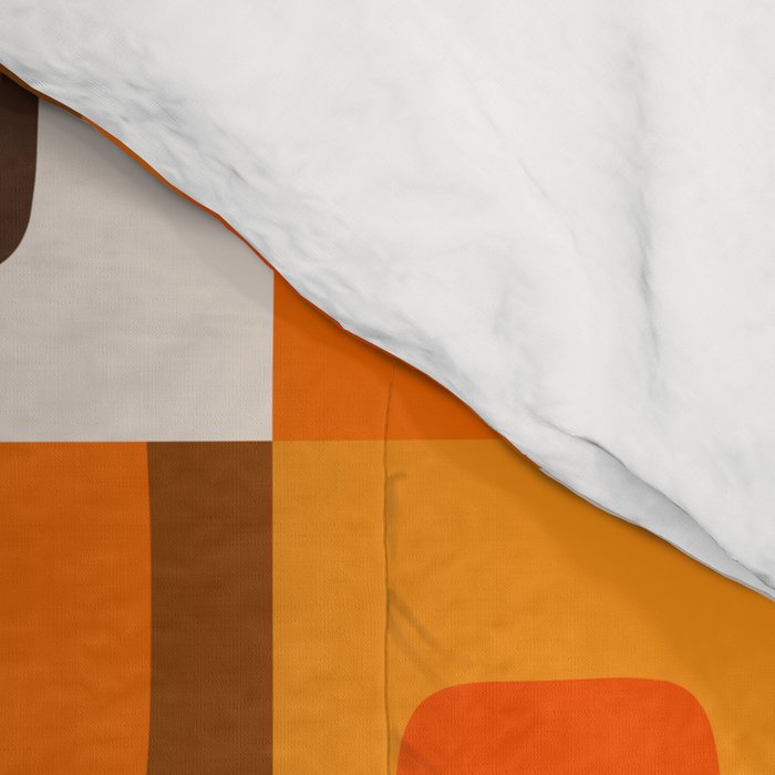 Mid Century Modern Concordance Retro Geometric Pattern in 70s Brown and Orange 2 Comforter Gallery Image 4