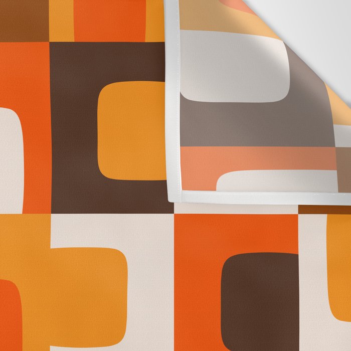 Mid Century Modern Concordance Retro Geometric Pattern in 70s Brown and Orange 2 Wall Tapestry Gallery Image 3
